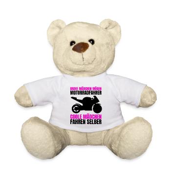 Motorrad Frauen Geschenk Bike Mädchen Mofa Moped - Teddy - Weiß - Vorne