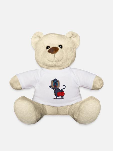 Wildlife Red Ass Baboon - Teddy Bear - white