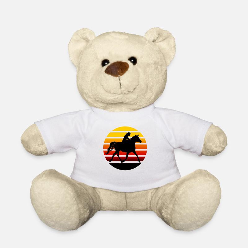 Reiten Pferd Retro Silhouette Damen Mädchen Kinder - Teddy - Weiß