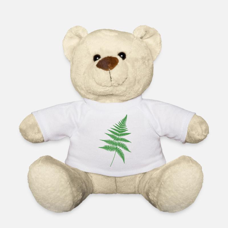 Green Fern Outline - Teddy Bear - white