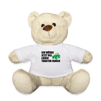 Traktor Trecker Bauer Landwirtschaft Geschenk - Teddy - Weiß - Vorne