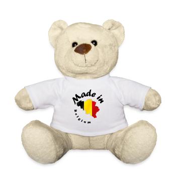 Vertical tricolour map of Belgium - Teddy Bear - white - Front
