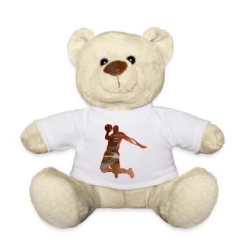 Basketball Baller Dunker Silhouette - Teddy Bear - white - Front