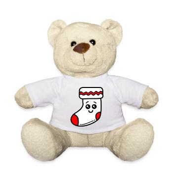 Chaussette Noël mignon - Nounours - blanc - Devant