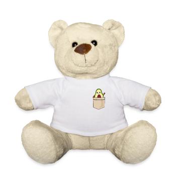 Avocado In Breast Pocket Print Funny Gift - Teddy Bear - white - Front