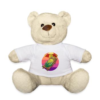 Funny corn cob with sunglasses corn sun - Teddy Bear - white - Front