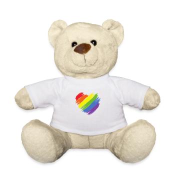 Arc-en-ciel coeur LGBT CSD Love - Nounours - blanc - Devant
