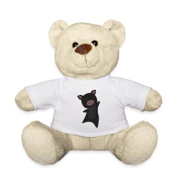 Schwein schwarz Schweinchen süße Tiere Kinder - Nounours - blanc - Devant