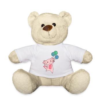 Axolotl doux animal vole avec des ballons - Nounours - blanc - Devant