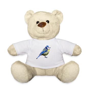 Blaumeise im Polygonstil - Meise heimischer Vogel - Teddy - Weiß - Vorne