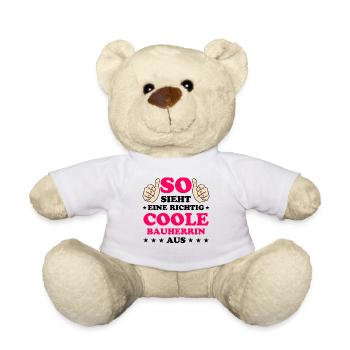 Bauherrin Geschenk Lustiger Spruch Hausbau Bauherr - Teddy - Weiß - Vorne
