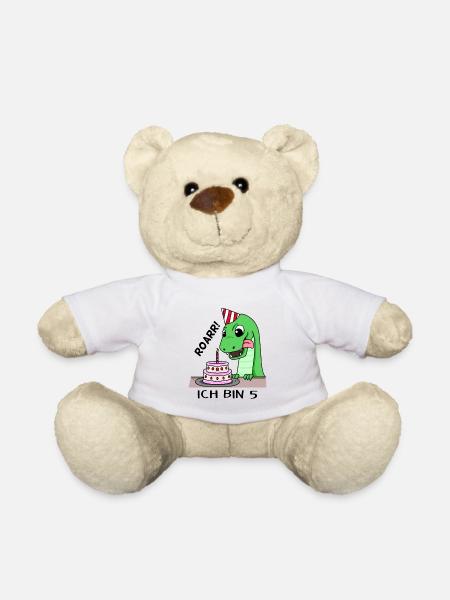 5. Geburtstag Dino Geburtstag Ich bin 5 - Teddy - Weiß