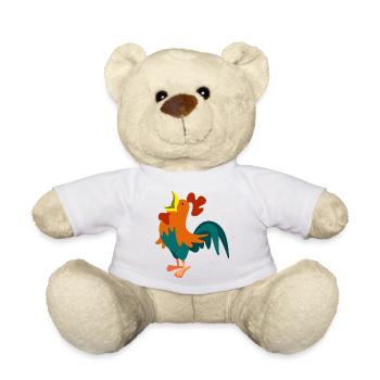 Krähender Hahn – Tiermotiv für Kinder & Erwachsene - Teddy - Weiß - Vorne