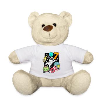 7th Birthday - Astronaut Boys Children's Birthday - Teddy Bear - white - Front