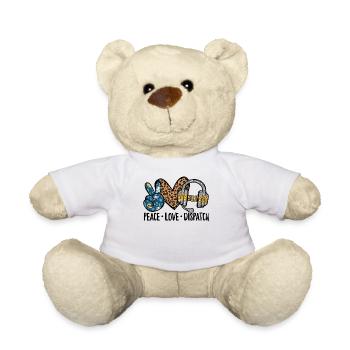 Peace Love Dispatch Shirt, Dispatcher Shirt, - Teddy Bear - white - Front