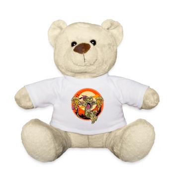 Cute Spooky Halloween Zombie Monkey with Pizza - Teddy - Weiß - Vorne