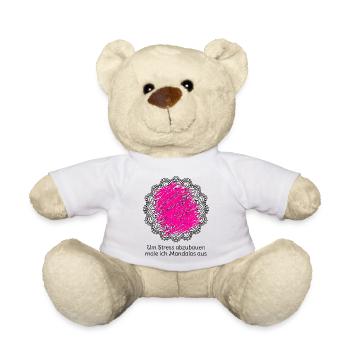 Um Stress abzubauen male ich Mandalas aus - Teddy - Weiß - Vorne