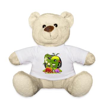 Dinosaur Birthday Gift 9 Years Boy - Teddy Bear - white - Front