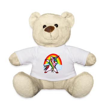 Dabbing Unicorn with Chewing Gum Rainbow dabbing - Teddy Bear - white - Front