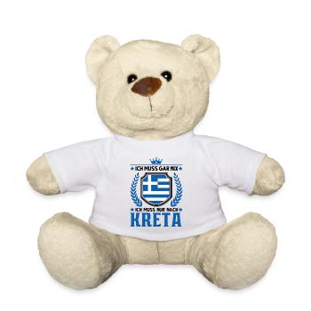 Ich muss gar nix Ich muss nur nach Kreta Urlaub - Teddy - Weiß - Vorne