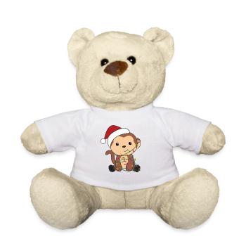 Singe Noël neige hiver animaux singes - Nounours - blanc - Devant