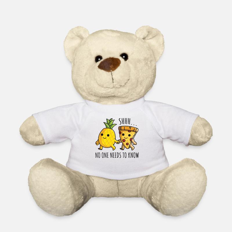 Pizza Hawaii Ananas Pizza essen Es muss keiner - Teddy - Weiß
