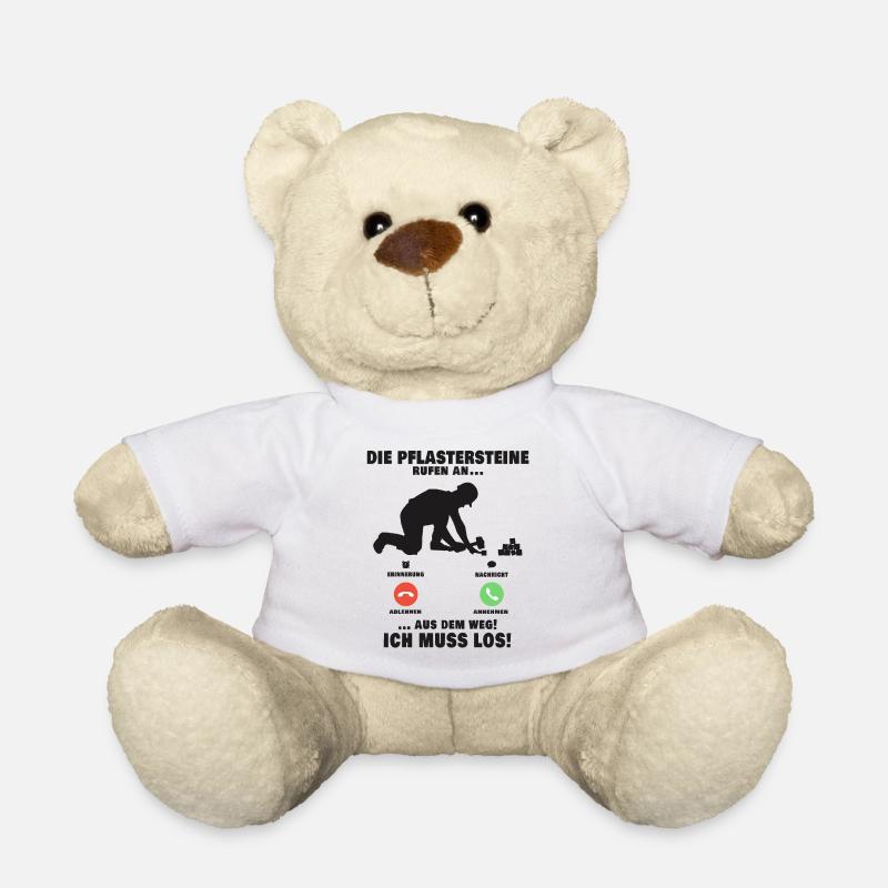 Die Pflastersteine rufen Pflasterer Anruf - Teddy - Weiß