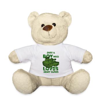 Just A Boy Who Loves Army Tanks Panzer Liebhaber - Teddy - Weiß - Vorne