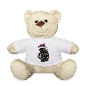 Katze Nikolausmütze Lichterkette - Teddy - Weiß - Vorne