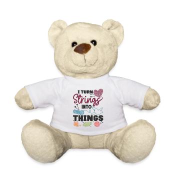 Tricotage main laine tricoter crochet tissu - Nounours - blanc - Devant