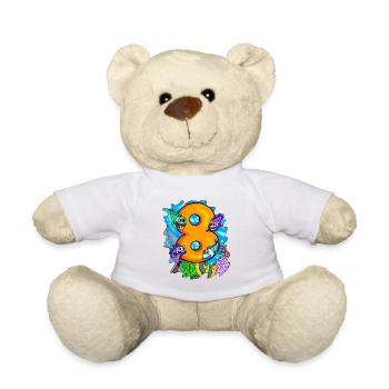 8 ans - 8ème anniversaire - Poisson dans l’océan - Nounours - blanc - Devant