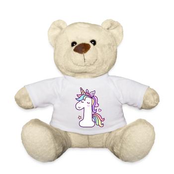 1er anniversaire Licorne 1 an bébé - Nounours - blanc - Devant
