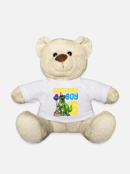 6. Geburtstag Dinosaurier Kindergeburtstag - Teddy - Weiß