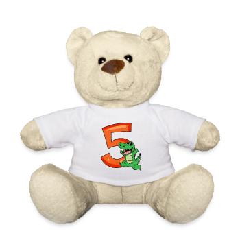 5. Geburtstag - 5 Jahre alt - Kindergeburtstag - Teddy - Weiß - Vorne