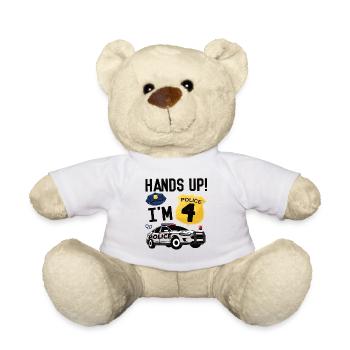 Polizei 4. Geburtstag Geschenk 4 Jahre Polizist - Teddy - Weiß - Vorne