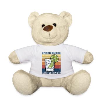 Knock Knock It's Gin O'clock - Pun Gin - Teddy - Weiß - Vorne