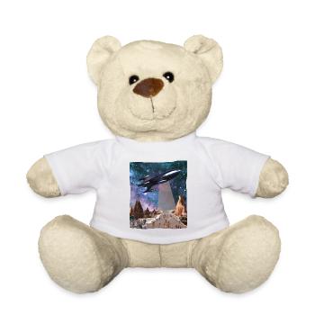 Raumschiff Science Fiction Collage Kunst Shirt - Teddy - Weiß - Vorne