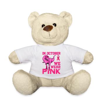 Im Oktober tragen wir Pink - Breast Cancer Awareness - Teddy - Weiß - Vorne