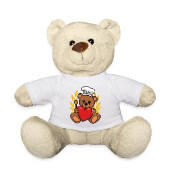 Teddybär Lorbeerkranz Koch Küche Gourmet Köchin - Teddy - Weiß - Vorne