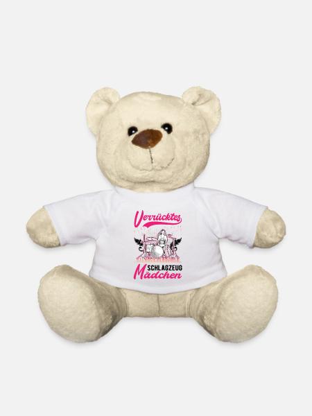 Verrücktes Schlagzeug Mädchen Drummer - Teddy - Weiß