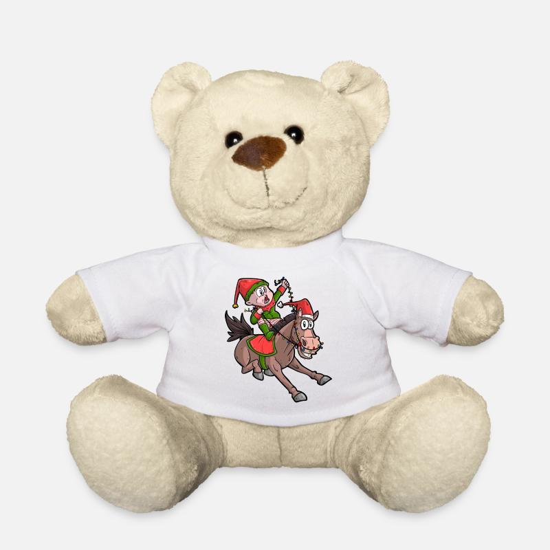 Pferd Weihnachten / Reiter Weihnachten - Teddy - Weiß