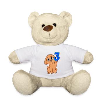 3 Jahre alt - 3 Geburtstag - Pudel Motiv - Teddy - Weiß - Vorne