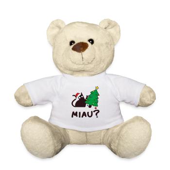 Un chat fou attaque le sapin de Noël. - Nounours - blanc - Devant