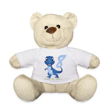 Sweet Dino for your 8th birthday - Teddy Bear - white - Front