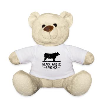 Black Angus Rancher - Cow Farmer - Teddy Bear - white - Front