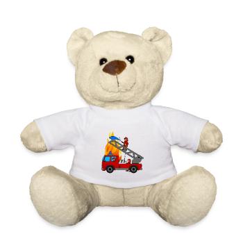 Fire brigade with fire truck for children - Teddy Bear - white - Front