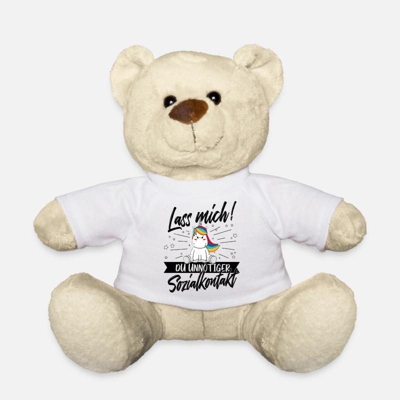 Lass mich unnötiger Sozialkontakt Einhorn Humor - Teddy - Weiß