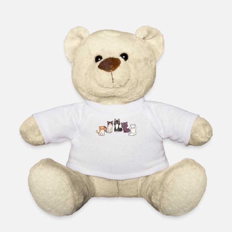 Cinq chatons mignons - Kawaii Cats - Nounours - blanc