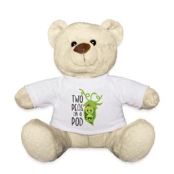 Deux pois dans une gousse Saint-Valentin En Amour Pois - Nounours - blanc - Devant