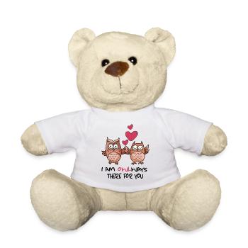valentinstag eule always love you owlways mine - Teddy Bear - white - Front